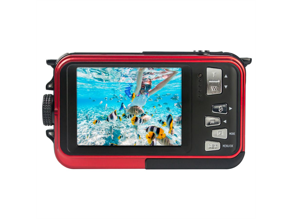 Agfa Digitalkamera WP8000 rot, Doppeldisplay, Blitz, wasserdicht bis 3m