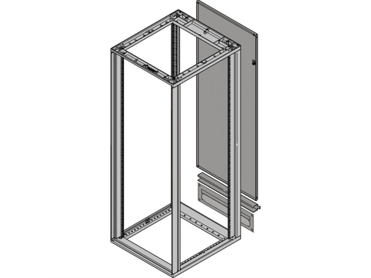 Panneau arrière Novastar SCHROFF avec passage de câbles, RAL 7021, 25 U 553W