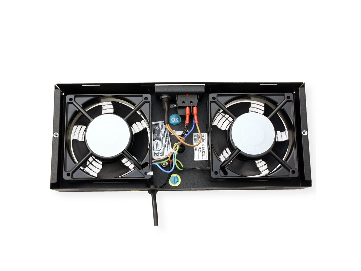 ROLINE Lüftereinheit 2 Lüfter, für 19-Zoll Wandgehäuse schwarz, Thermostat