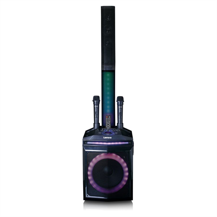 Lenco PA-Anlage PA-220BK, 2 Mikrofone,, BT, Party Licht, 120W RMS