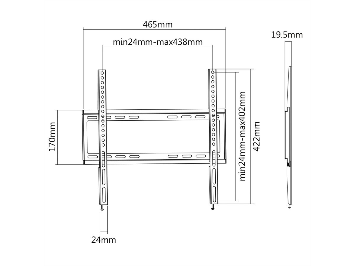 VALUE Slim TV-Wandhalterung, fest, 32-55 Zoll, bis 35 kg