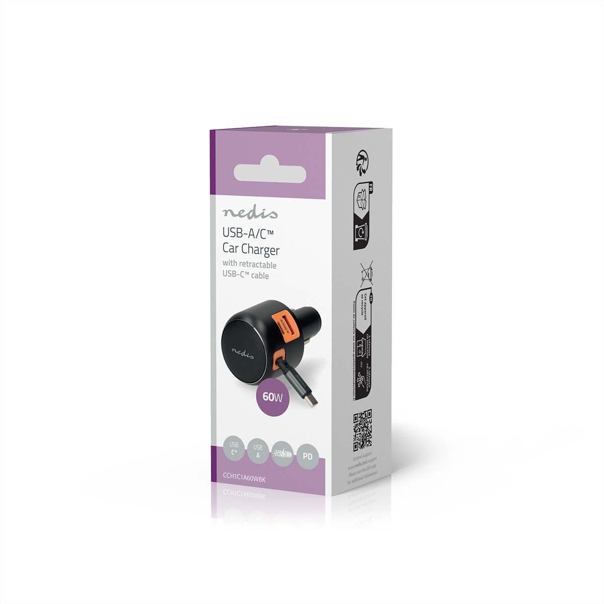 Nedis KFZ Schnellladegerät 60W mit USB-C & USB-A , car charger 60W - Dunkel Grau