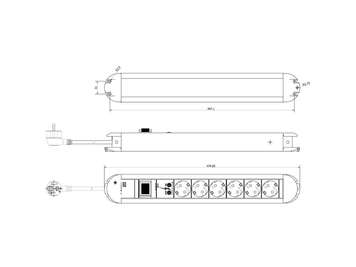 BACHMANN PRIMO Bâti de prises, 1,75 m