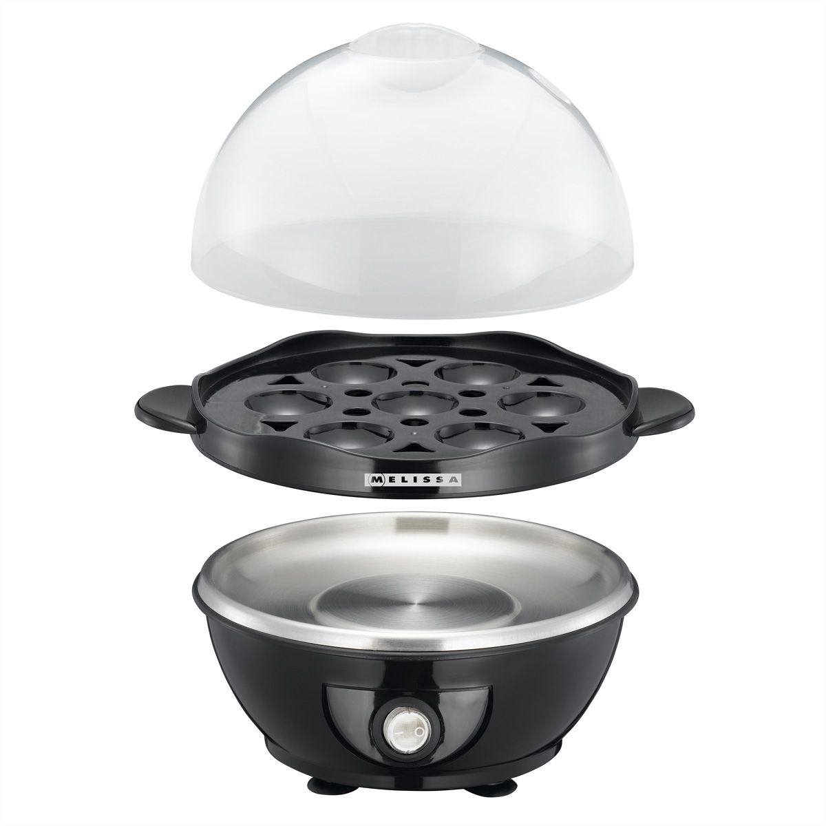Melissa Cuisinière à œufs 16270021, noir/bouton transparent, 360W