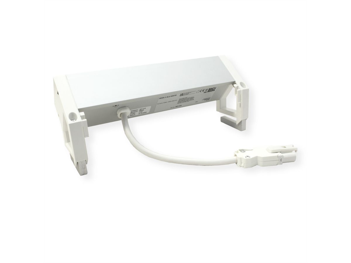 BACHMANN DESK2 ALU WHITE 2xUTE 1xUSB A/C 22W 1xSchalter 0,2m