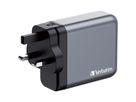 Verbatim GaN 4 Port Charger 140W, 3x USB-C, 1x USB-A, EU+UK Adapter