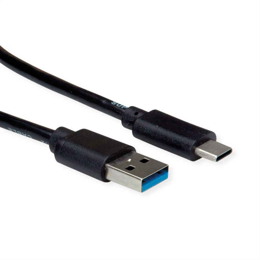 ROLINE RM USB 3.2 Gen 2 Kabel, USB A-C, ST/ST, schwarz, 1 m