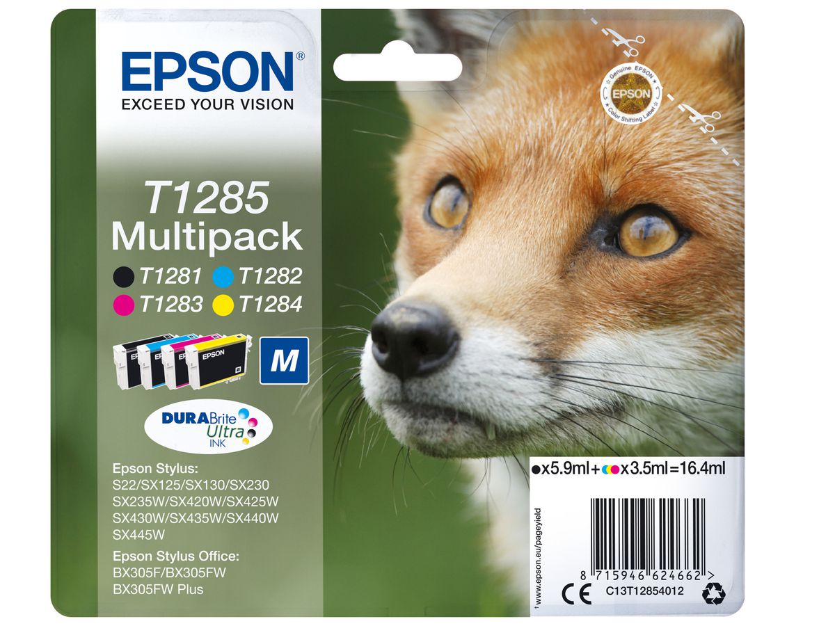 Epson Fox Multipack 4 Farben T1285, DURABrite Ultra Ink