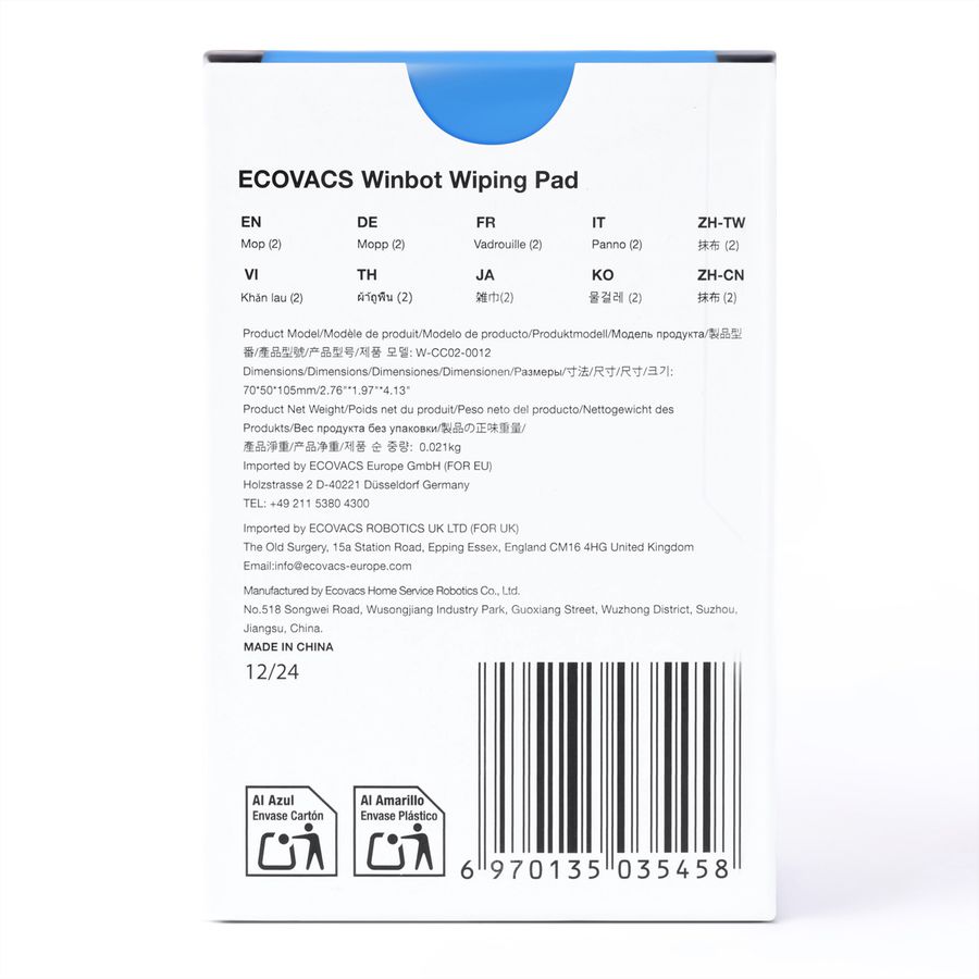 Ecovacs lingettes de nettoyage, pour Winbot Mini
