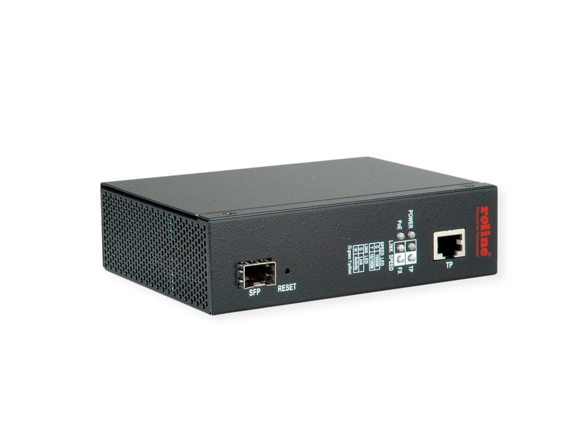 ROLINE Industrie Konverter Gigabit Ethernet - Dual Speed 100/1000 Fiber, mit PoE Funktion