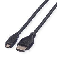 ROLINE Câble HDMI High Speed avec Ethernet, HDMI M - Micro HDMI M, 2 m