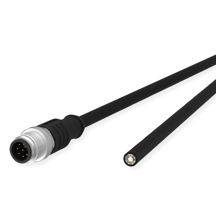 METZ CONNECT Câble de capteur/actionneur M12, codage A, M12 connecteur droit - extrémité ouverte, noir, 5 m