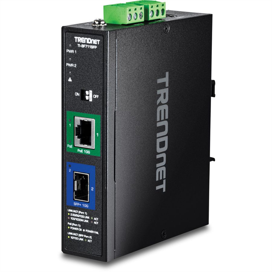 TRENDnet TI-BF711SFP Convertisseur industriel de médias SFP+ 10G vers PoE++ 10G