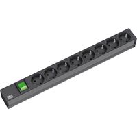 BACHMANN Bâti de prises 19" 8x, avec interrupteur, noir