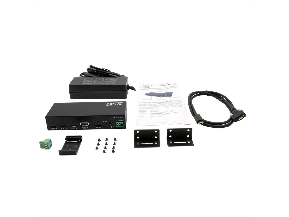 EXSYS EX-12293HMS 4 Port USB 3.2 Metall HUB 3x C- und 1x A-Anschlüsse