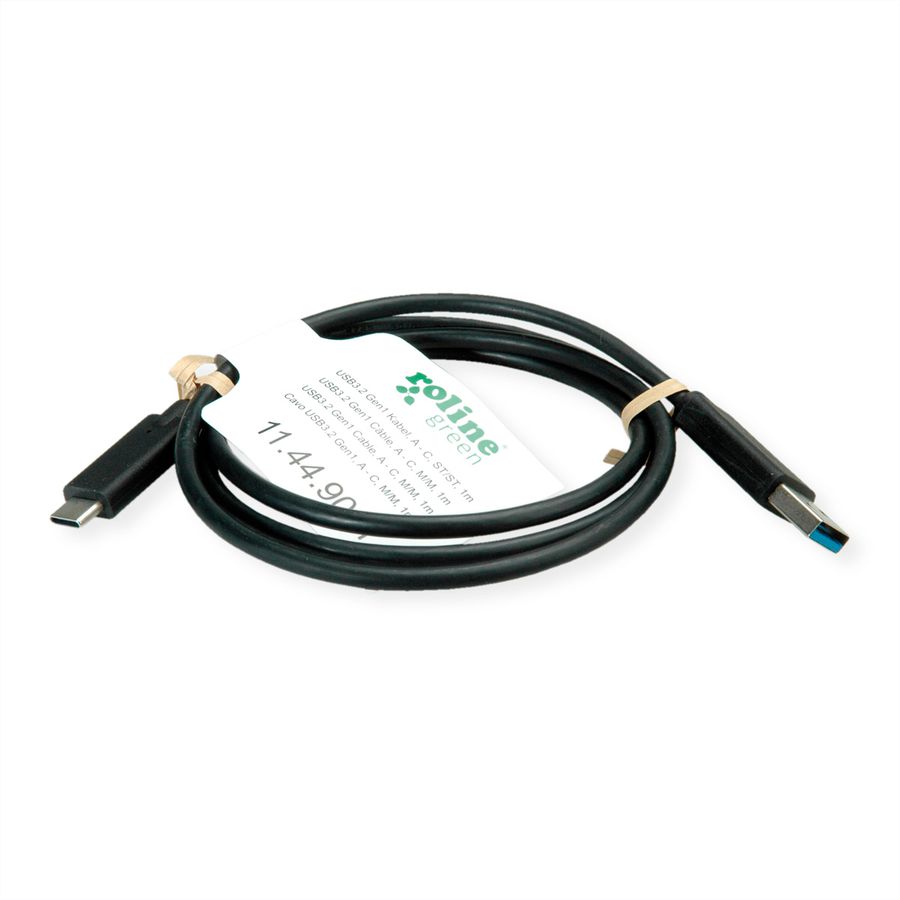ROLINE GREEN USB 3.2 Gen 1 Kabel, USB A-C, ST/ST, schwarz, 2 m