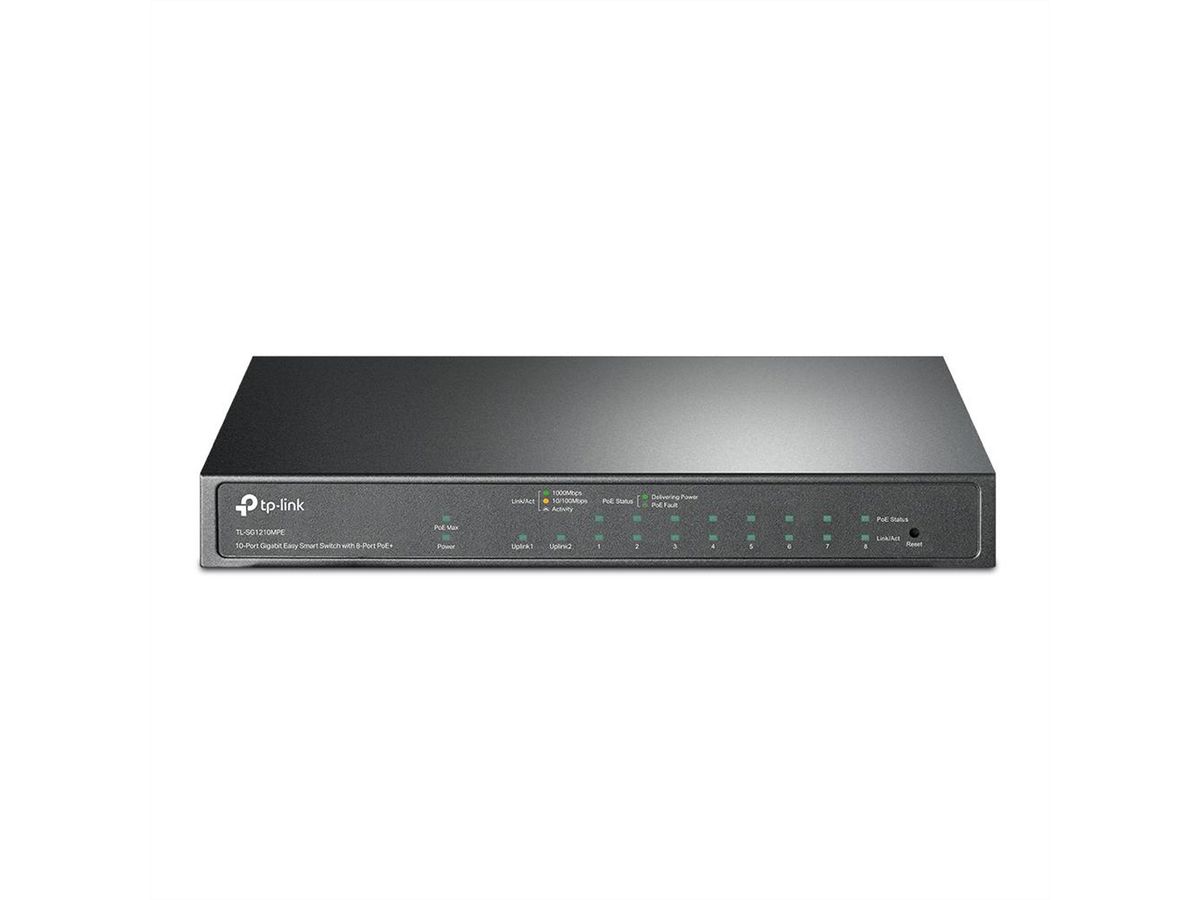 TP-Link TL-SG1210MPE PoE Switch , 8x Gigabit PoE+ Ports, 2x Non-PoE Ports