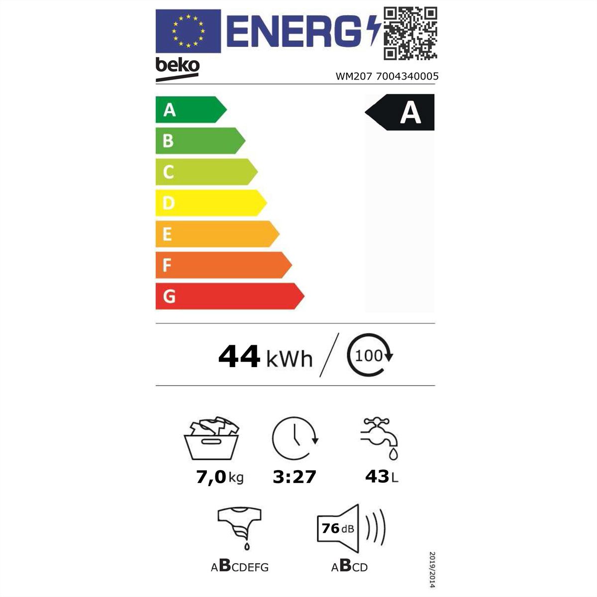Beko lave-linge WM207, 7kg
