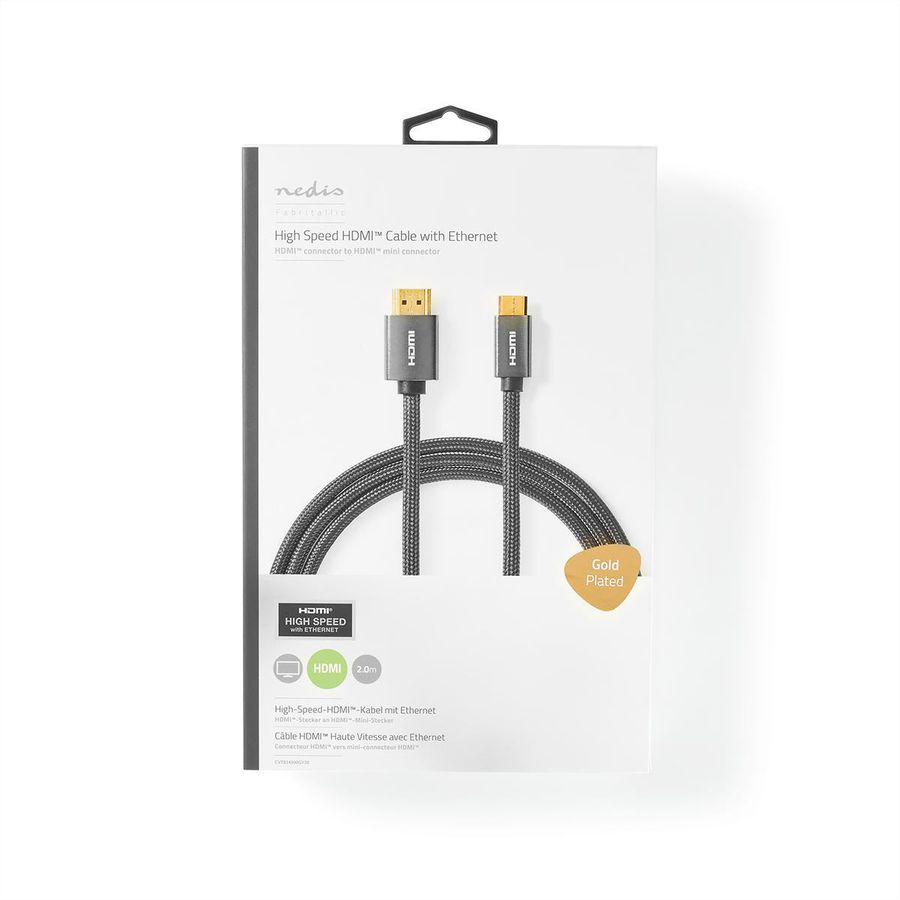 Nedis HDMI High Speed Kabel mit Ethernet, HDMI ST - Mini HDMI ST, grau, 2 m