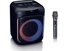 Lenco Lautsprecher PA-101BK, schwarz, 100 W, Beleuchtung, wireless Mikrofon
