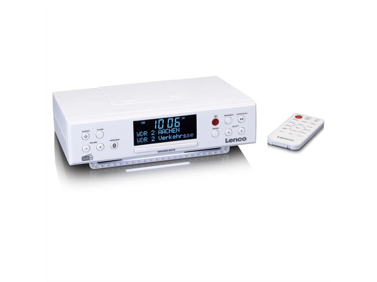 Lenco KCR-190WH Radio de cuisine DAB+/FM , BT, éclairage LED et minuterie - Blanc