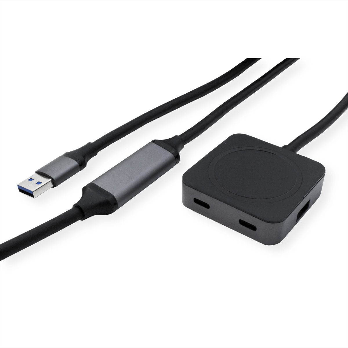 VALUE USB 3.2 Gen 1 Hub, 4 Ports (2x USB-A + 2x USB-C), mit  Verlängerungskabel, schwarz, 10 m - SECOMP AG