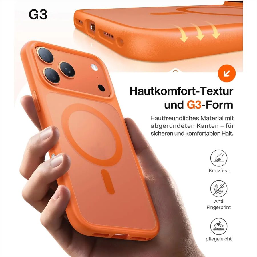 Torras Guardian Case, iPhone 17 Pro, Magsafe, orange