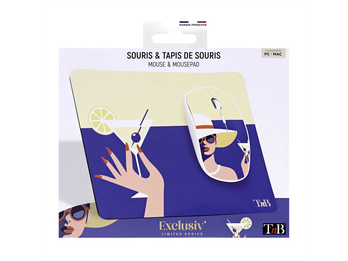 Souris sans fil et tapis de souris T'nB COCKTAIL EXCLUSIV , dans le kit