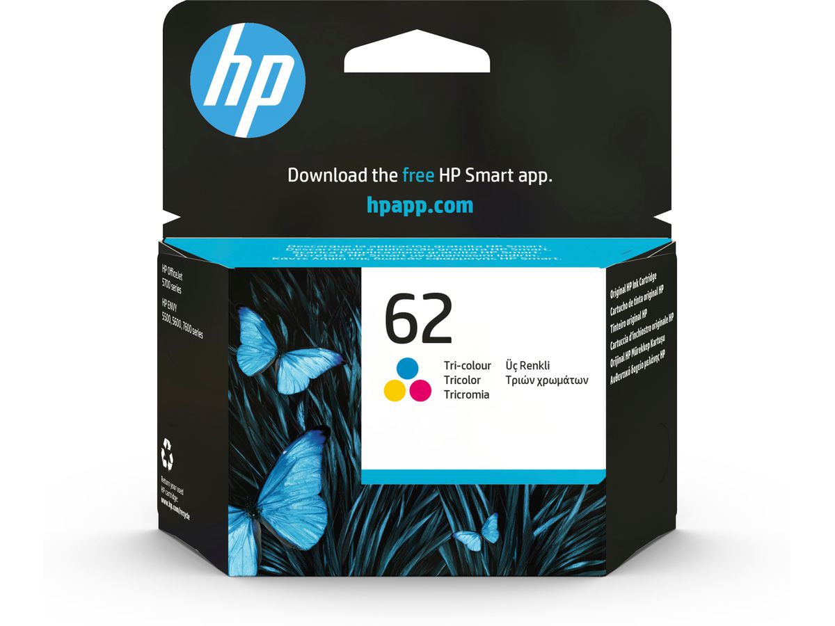 HP 62 cartouche d'encre trois couleurs authentique