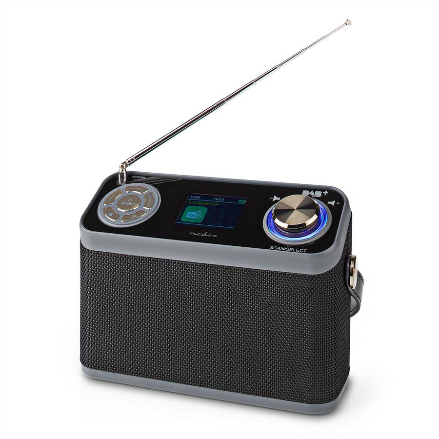 Radio de table DAB+ Nedis, noir, Bluetooth, batterie rechargeable