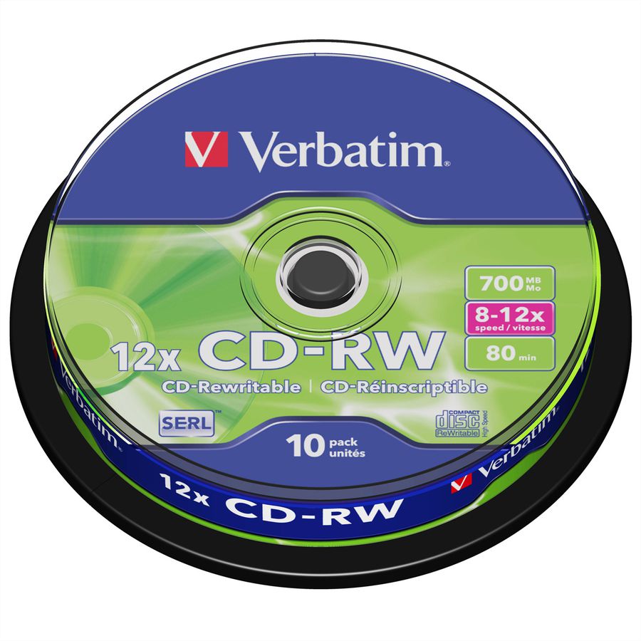 Verbatim CD-RW Spindle 700MB 12x 10 Pack