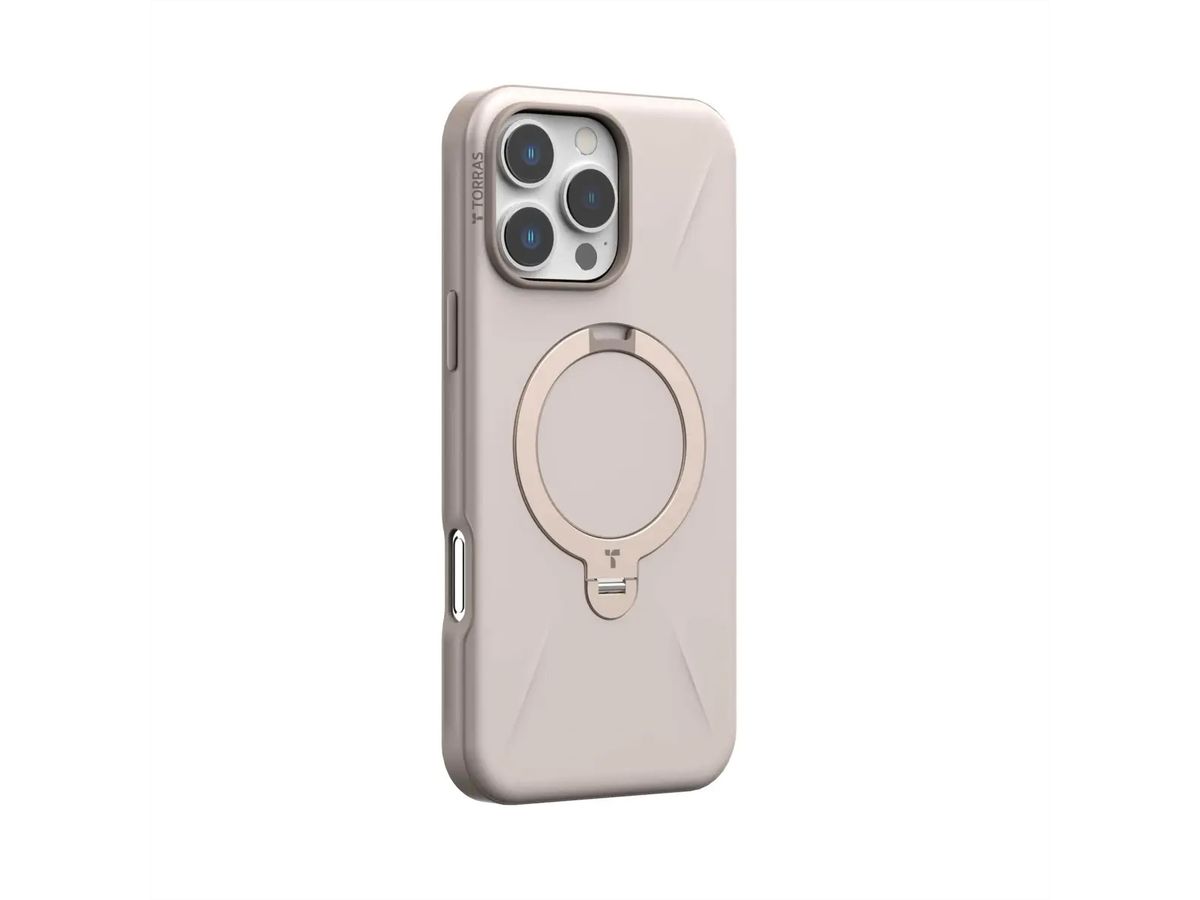 Torras Ostand 360° Spin Fusion Case, iPhone 16 Pro Max, MagSafe, beige