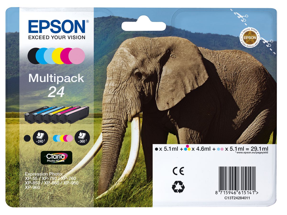 Epson Elephant Multipack 6-colours 24 Claria Photo HD Ink