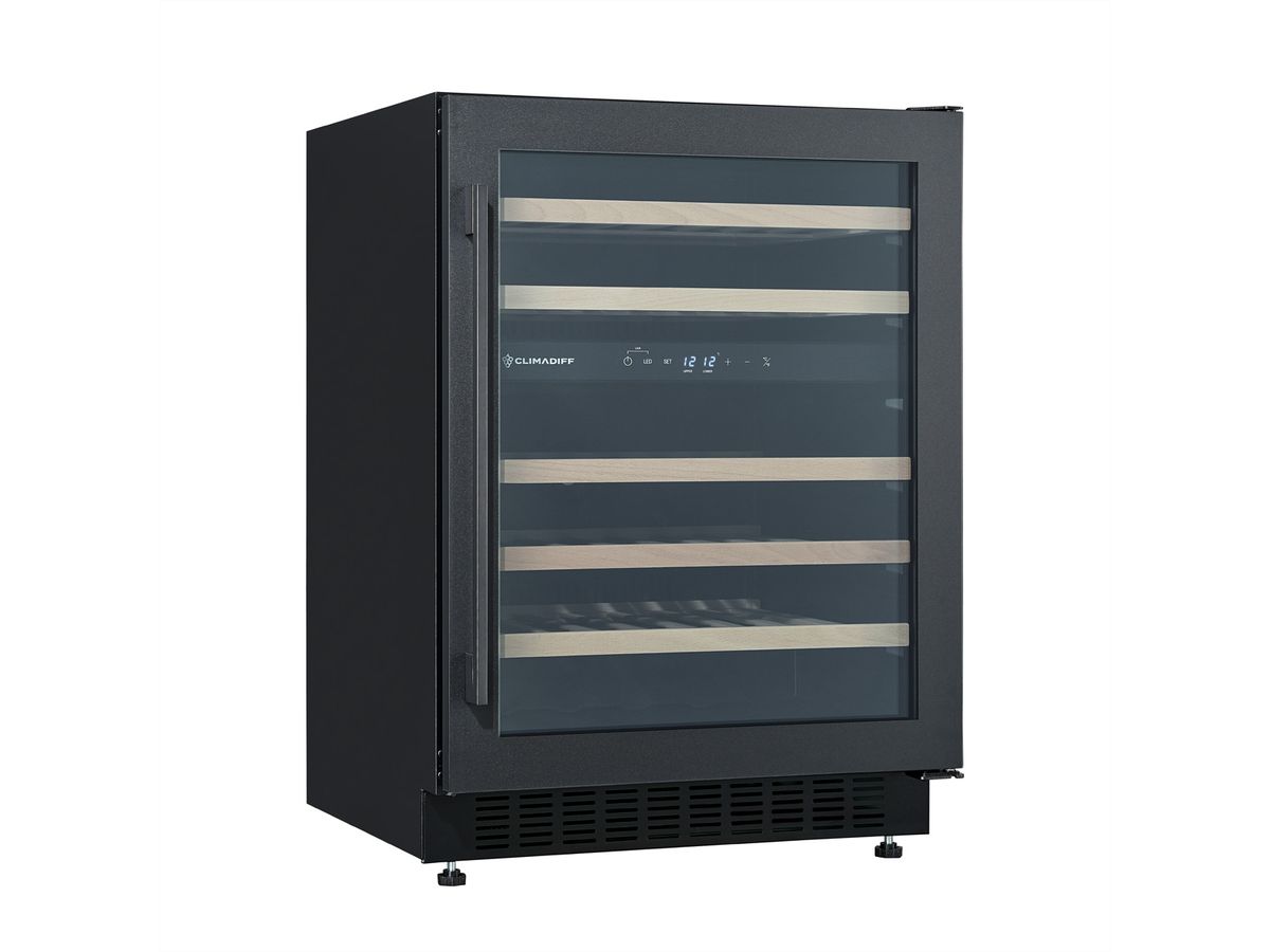 Climadiff Armoire à vin CBU50DZBM, Soubassement, 2 zones, 46 bouteilles