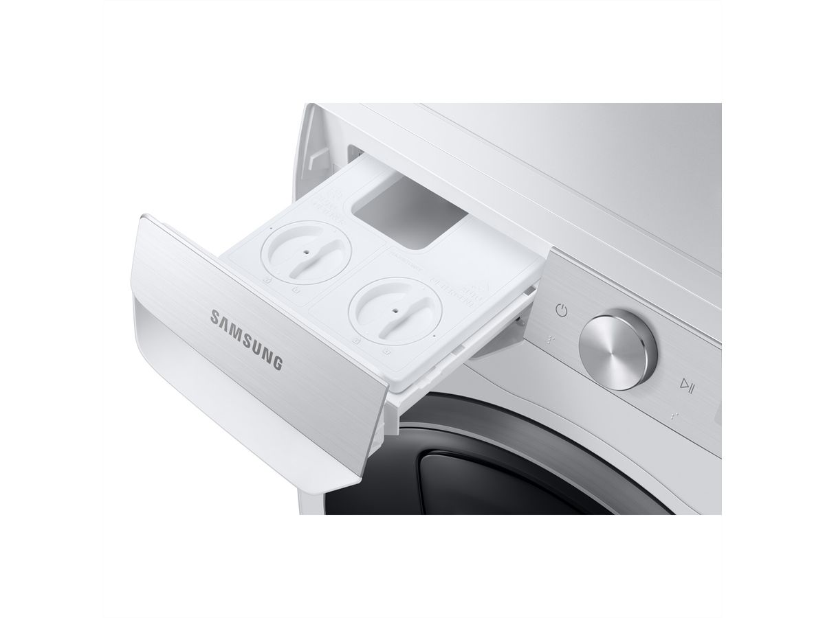 Samsung lave-linge WW9800, 9kg, Tint Door (Silver Deco), blanc