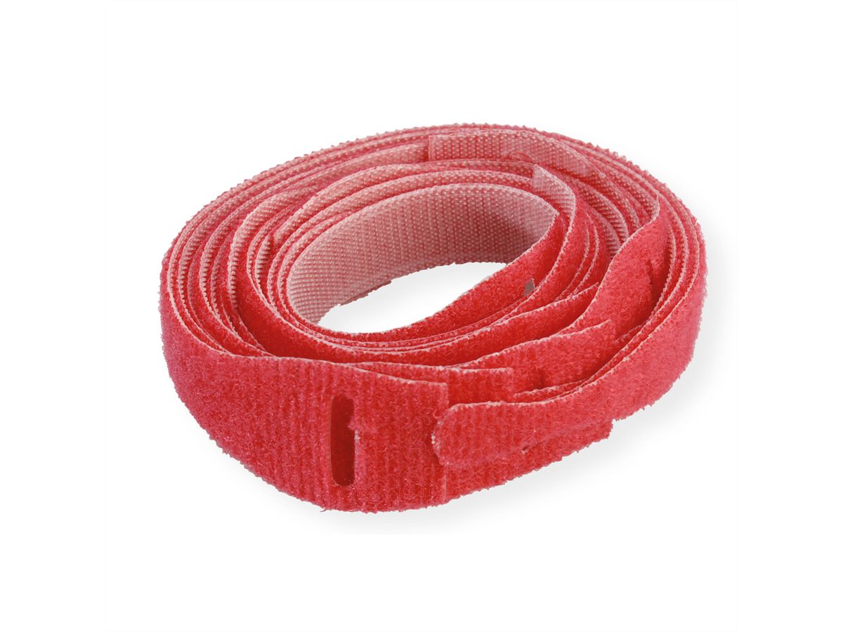 VELCRO® Bande avec languette, par 10, rouge, 20 cm