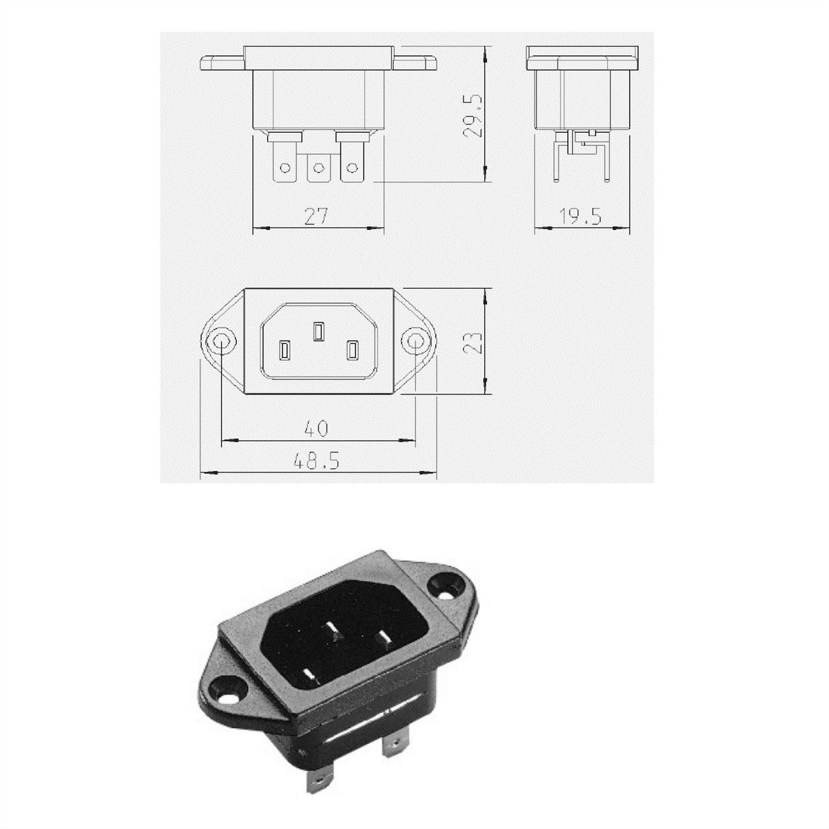 BACHMANN Kaltgerätestecker IEC320 C14, schwarz, Schraubanschluß