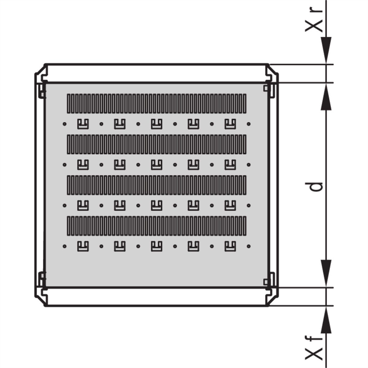 Étagère varistar SCHROFF, fixe, 75 kg, RAL 7021, 800W 600D
