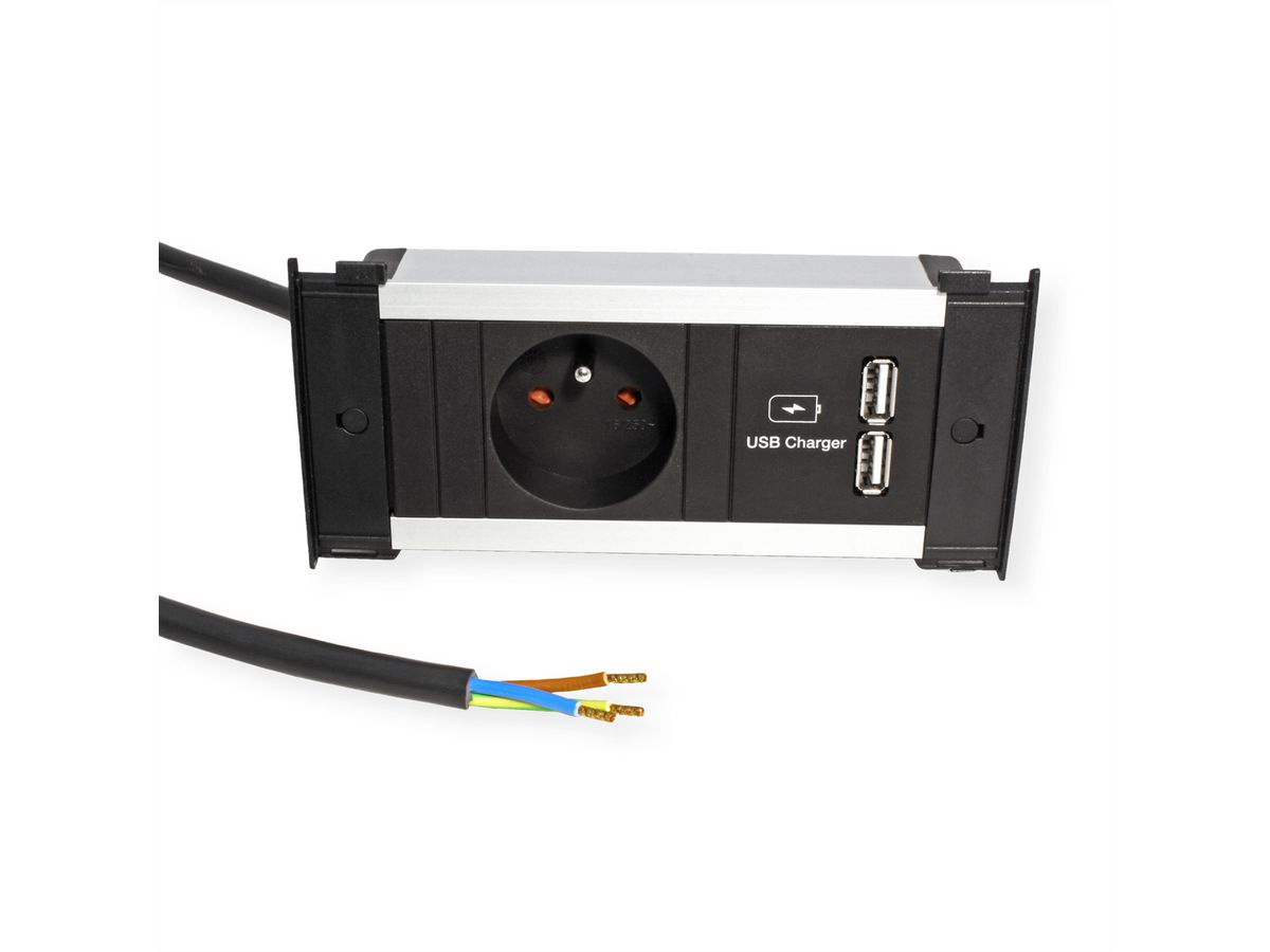 BACHMANN KAPSA XS 1xUTE 1xUSB Charger Strom 2,0m AEH CEE7/7