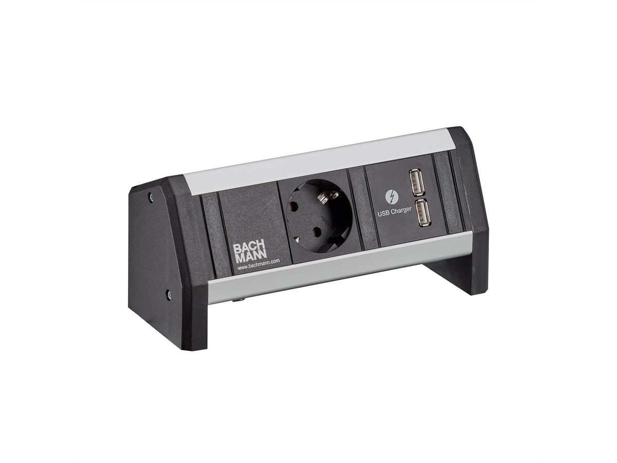 BACHMANN DESK 1x contact de protection 1x chargeur USB, Chargeur USB 22W 0,2m GST18 blanc