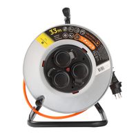 Enrouleur de câble métallique 3xT13 , EPR-PUR H07BQ-F 3G1.5mm2,33m,IK09 , orange