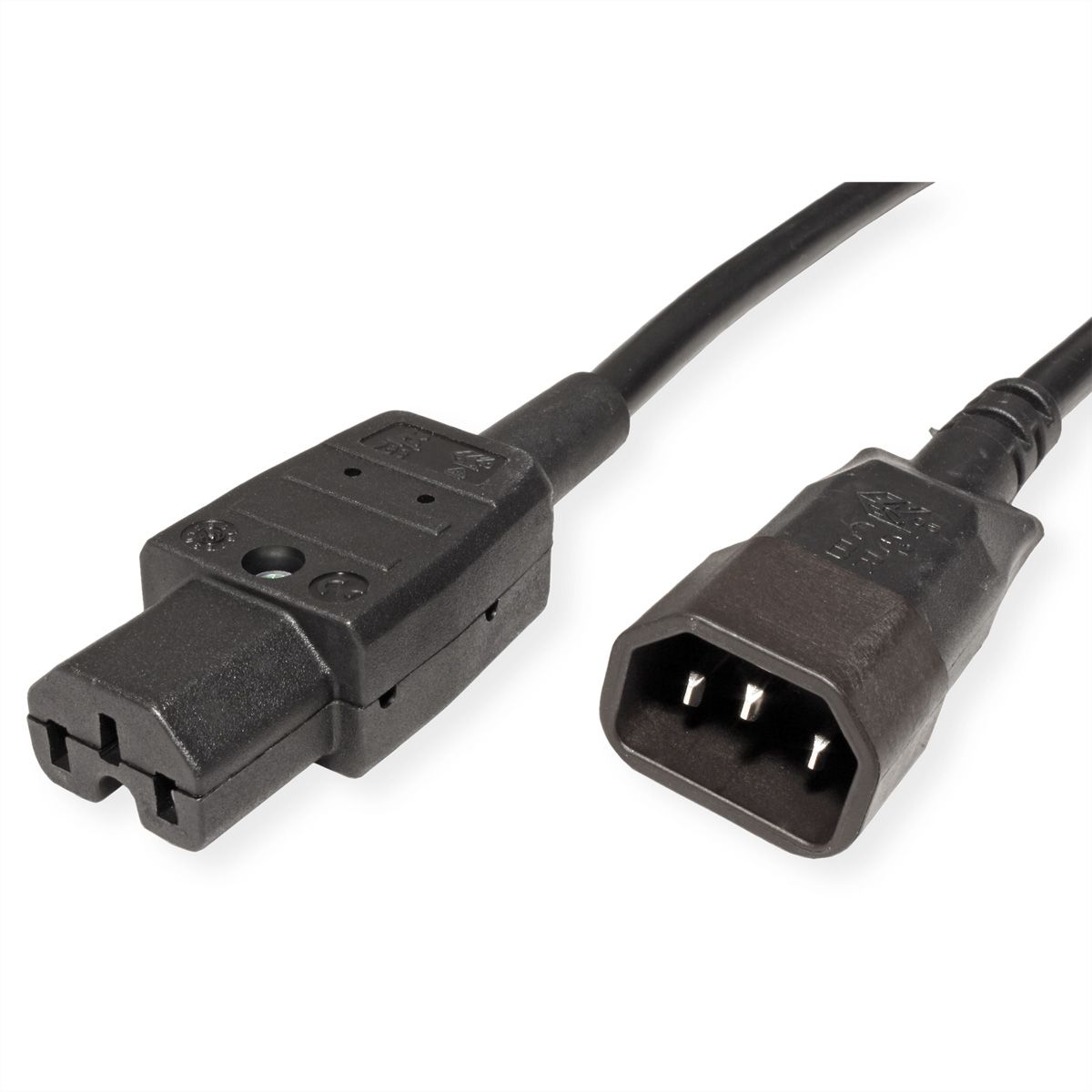 BACHMANN Netzkabel Kaltgerätestecker-Stecker auf Warmgeräte-Kupplung, IEC320 C14/C15, schwarz, 1,5 m