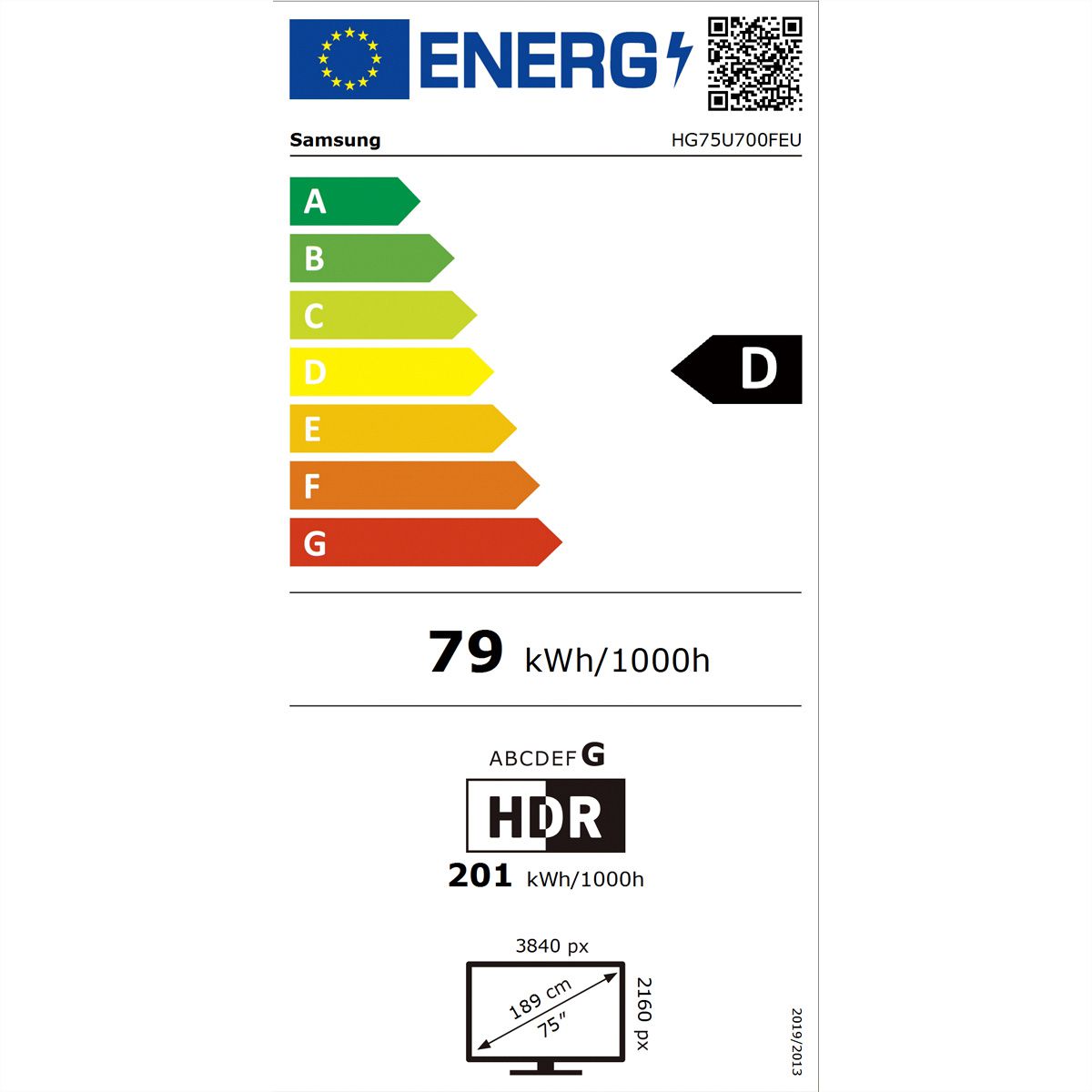 Samsung Hotel TV HG75U700, 75", schwarz