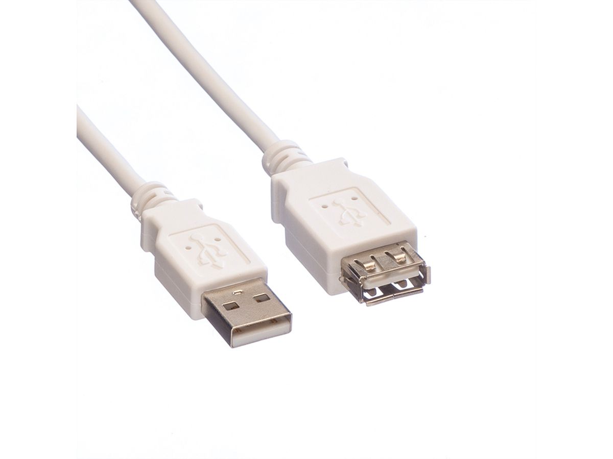 VALUE USB 2.0 Verlängerungskabel, Typ A-A, ST/BU, weiß, 1,8 m