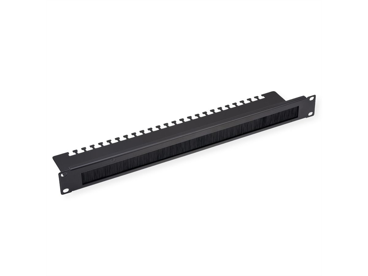 VALUE 19"-Kabeldurchführung 1 HE, mit Bürstendichtung und Kabelträgerplatte, schwarz