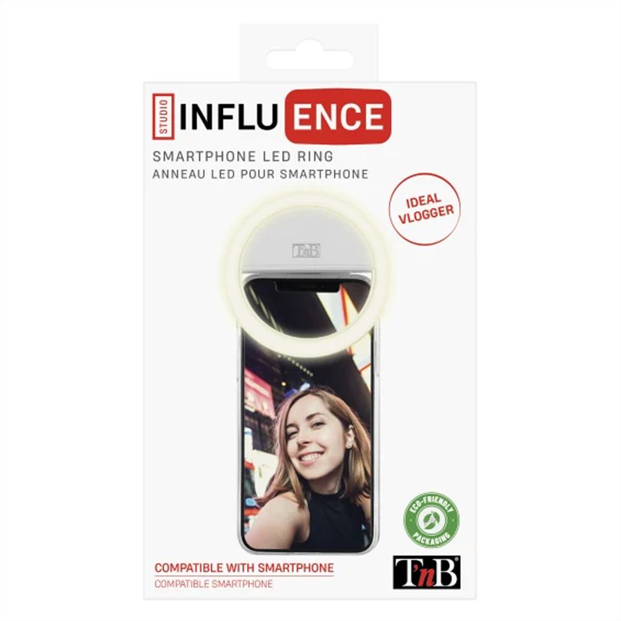 T'nB Influence LED Ring Clip für Smartphone, 6500K,125 mAh Akku