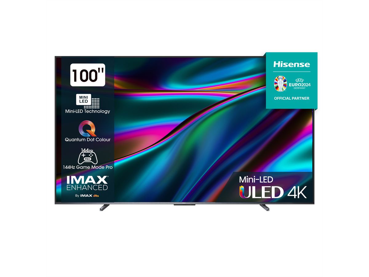 Hisense TV 100U7KQ, 100" ULED 4K Mini LED 1000 Nit, 144 Hz