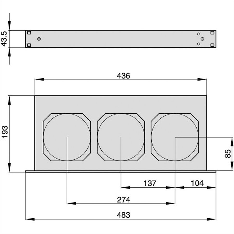 SCHROFF 19" Umlüfter, 3 Ventilatoren, 1 HE, 24 VDC, drehzahlgeregelt und funktionsüberwacht