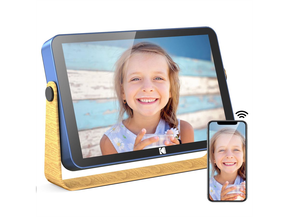 Kodak Cadre photo RWF-108, Bleu métal, batterie, 1280x800, 32GB