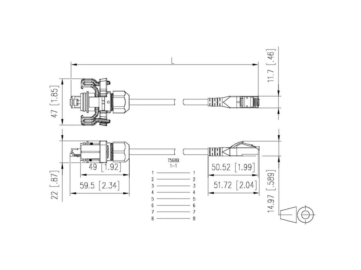 METZ CONNECT E-DAT Industry cordon de brassage IP67 - RJ45, 2 m